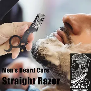 Men'S Straight Edge Barber Stainless Razor, Straight Razors, 10pcsBlade, Classic Vintage Design for Manual Shaving, Haircuts, Beard Grooming, And Eyebrow Shaping