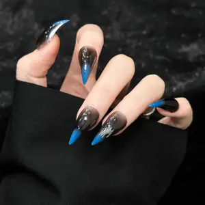Handmade False Nails, Cat Claw Design, Nail Designs, Glossy Finish, Short Length, and Klein Blue, Versatile Style, Single Item Pack