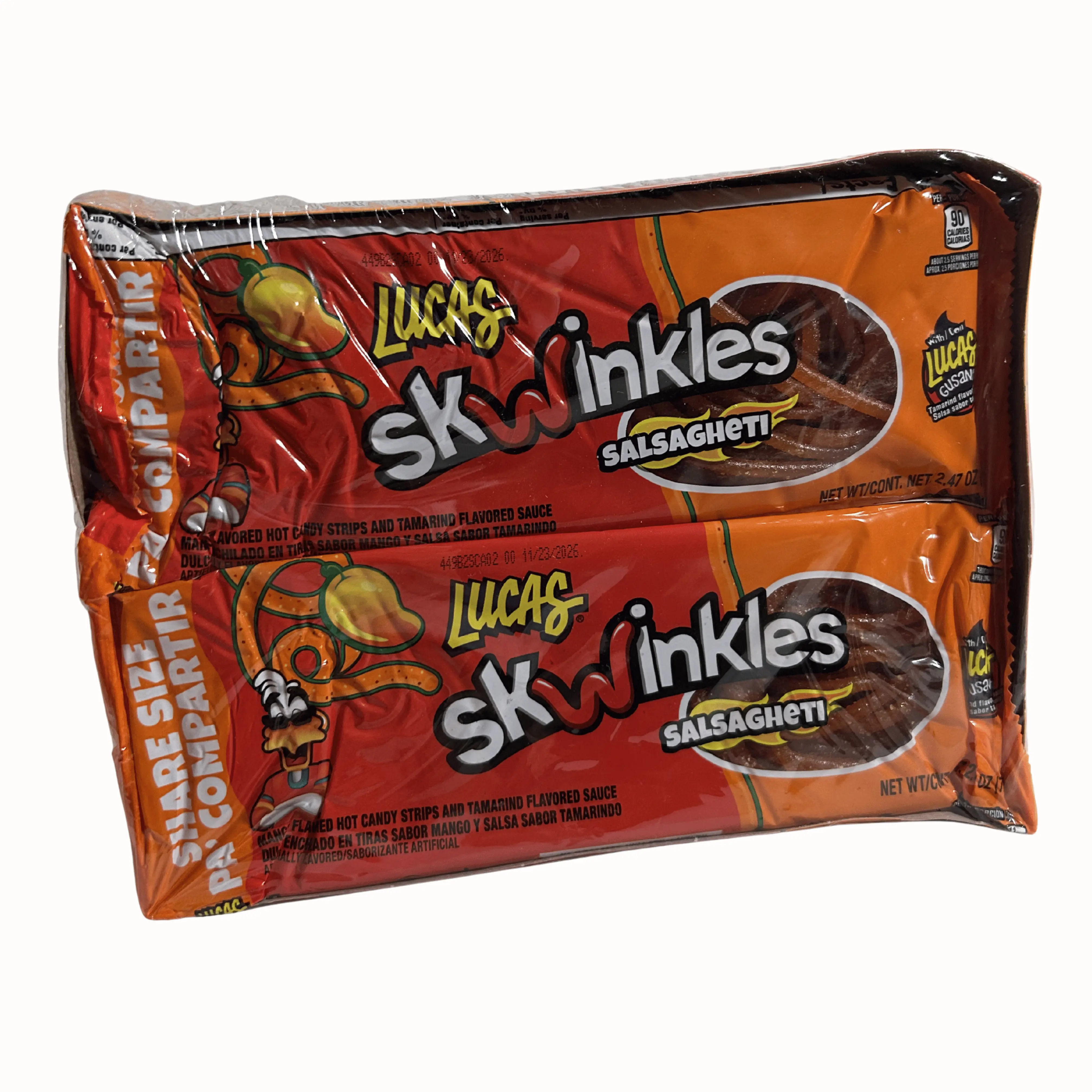 Lucas Skwinkles Salsagheti Mango Candy Strips with Tamarind Sauce Share Size 6 Pack Mexican Candy