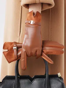 Women's Winter Warm Fleece Lined Cycling Driving Touchscreen Leather Gloves, Essential Car Driving Gloves, Motorcycle Riding Gloves, Christmas Gift for Girls