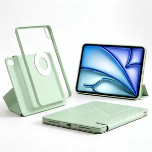 Clear Case Cover for iPad A16 11th/10th, Compatible with iPad Air 8th M4 2026 11 inch & iPad Pro M5 2025 & iPad Mini with Pencil Holder (Support Pen Charging), Detachable Magnetic Transparent Hard PC Back, Auto Wake/Sleep, Trifold & Y Stand