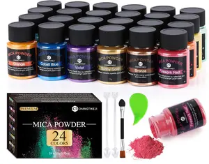 CHANGTIKEJI Mica Powder，24 Colors - 10g/Bottle of Natural Pigment Powder for Epoxy Resin，Soap Making，Candle Making,Lip Gloss,Car Freshies,Dye,Nail Polish,Bath Bombs