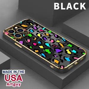 Case for iPhone 16 Pro Max 15 Plus 14 13 12 11 XS XR Colorful leopard print Drop Protection Shockproof Soft Silicone smartphone Cover
