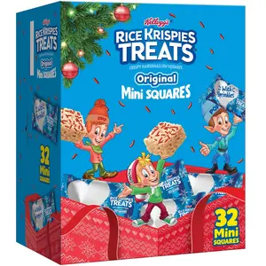 Rice Krispies Treats Mini Marshmallow Cereal Bars, Holiday Snacks, Original with Holiday Sprinkles, 12.4oz Box (32 Count)