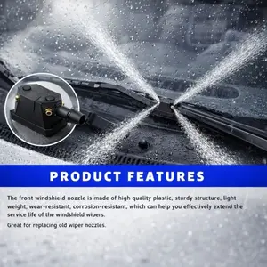 2 PCS 4-Orifice Front Windshield Spray Jets, Dual-Side Auto Wiper Arm Nozzles, Glass Washer Replacement Parts, Universal Auto Parts, Tool-Free Fit High-Pressure All-Weather Sturdy, Fan-Spray for Cars Trucks SUVs, Key Auto Glass Cleaning Accessory