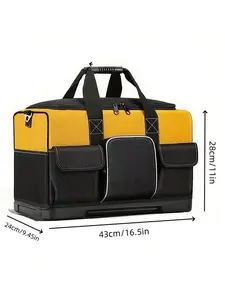 Durable Plastic Bottom Oxford Fabric Tool Bag, Tool Storage Bag, Multi-Pocket Electrician Tool Organizer, Ideal for Electricians and Repair Workers
