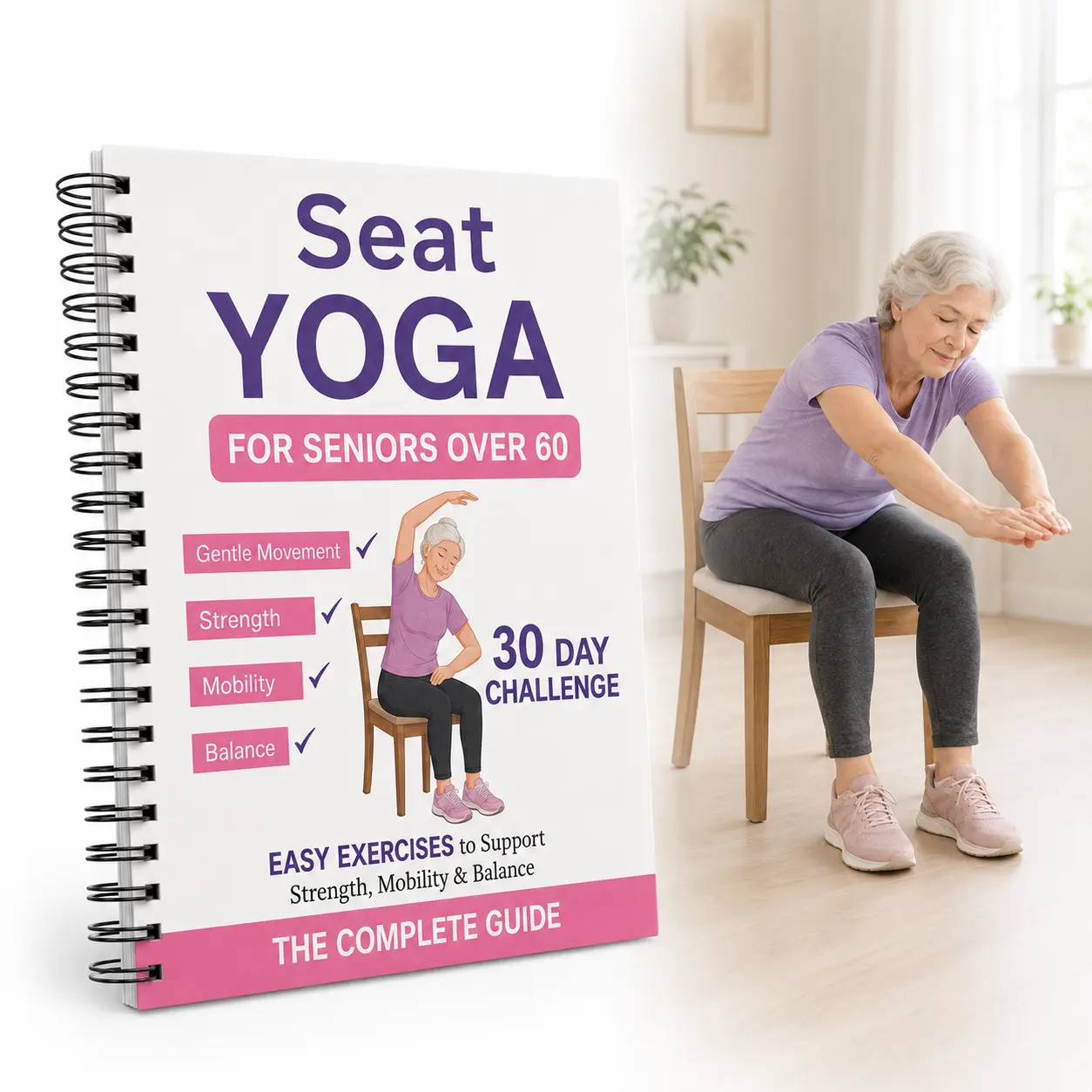 30-Day Chair Yoga Exercise Book for Seniors - Gentle, Low-Impact Seated Challenge Plans with Easy-to-Follow Guides to Boost Strength, Balance, Flexibility, Mobility & Improve Health for Home Use