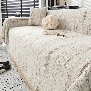 1 PC Bohemian Casual Sofa Cover, Sofa Couch Covers, Fringed Edge Slipcover, Universal Soft Sofa Protector, Scratch-Resistant, Dustproof, Stain-Resistant, Pet-Friendly Couch Protector for 1/2/3/4-Seater Sofas, All-Season Machine Washable Living Room Cover