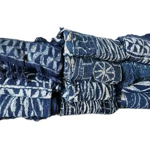 Ndop (Bamileke) rapper/Indigo blue strip woven cloth/Resist dyeing/Rare fabric/Cameroon/Authentic/Vintage/Bamenda