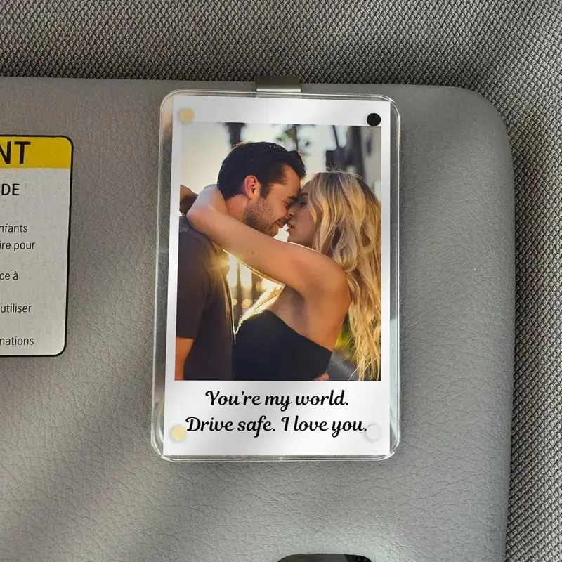 Photo Car Visor Clip, Boyfriend ， Safe Driving ， Car Gift, Couples Gift, Gift for Husband Birthday, Aniversario Gift for Him, Acrylic Visor Photo Frame