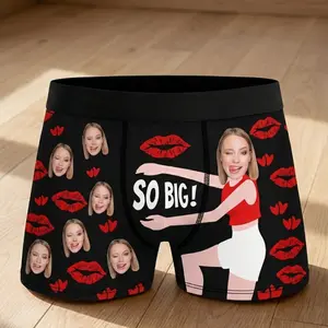 Personalized Face Boxer Briefs, Custom Photo Gift for Him