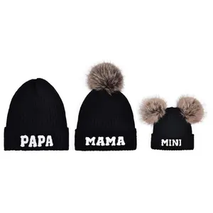 Matching Family Beanie Hat, Soft & Cozy Winter Cap with Embroidery Letters, Stylish Knit Hat for Casual Wear, Perfect for Winter Holidays & Daily UseGift