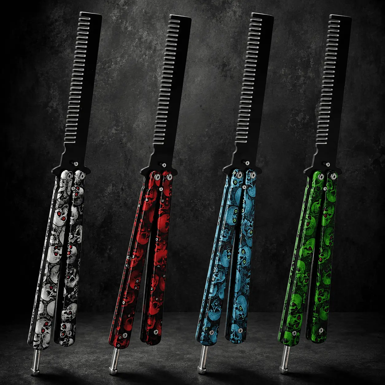 FLYCOMB Green Skull Hair Comb, Haircare Tool for All Hair Types, Lightweight Durable Plastic Design for Sleek Hairstyle