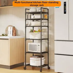 6 Layers Kitchen Cart, Kitchen Organizer Cart with Wheels, Kitchen Storage Rack, Summer for Gift, Room Organizer, Home Accessories, Multifunctional Storage Rack