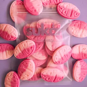 Sukar Wild Strawberry Pomegranate Ovals Soft Chewy Candy Bursting Fruit Flavor Sweet Bonbon Snack