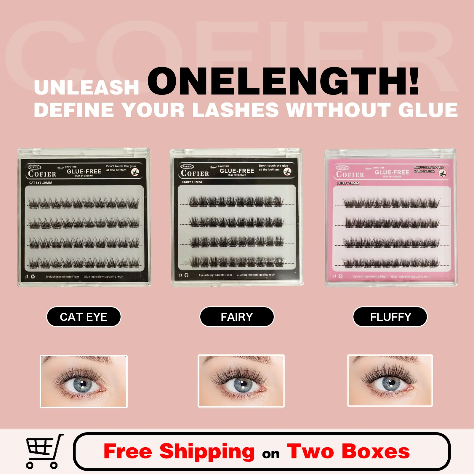 [Video] Cofier No-Glue Lash Clusters 40 PCS – Press-On Self-Adhesive Eyelashes, Uniform Length (10/12/14mm), Easy, Natural, Beginner-Friendly #Summervibes