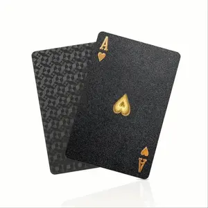 Black Golden Foil Poker Waterproof Plastic Playing Cards Matte  Table Games for Gift Collection