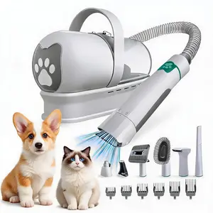 7-in-1 Pet Hair Vacuum and Groomer for Small Medium Dogs Cats, Daily Shedding Shaver with 6 Guide Combs, 1L Detachable Dust Cup Kit