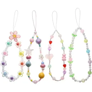 Cute Camera Wrist Strap,Beaded Phone Charms Strap,Kawaii Bracelet Wrist Lanyard,Digital Camera Holder Strap for Women