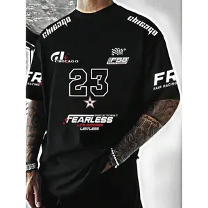 Unisex's Letter & Number Print Round Neck Tee, Regular Fit Casual Short Sleeve Crew Neck T-Shirt for Daily Wear, Unisex Top for All Seasons