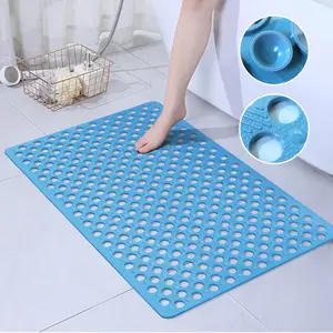 Non-Slip Rectangle Geometric Bathroom Bathtub Mat - Suction Cups, Drain Holes, Soft Machine-Washable Fabric, Easy-Dry Design, Cut-to-Fit Feature for Shower Use