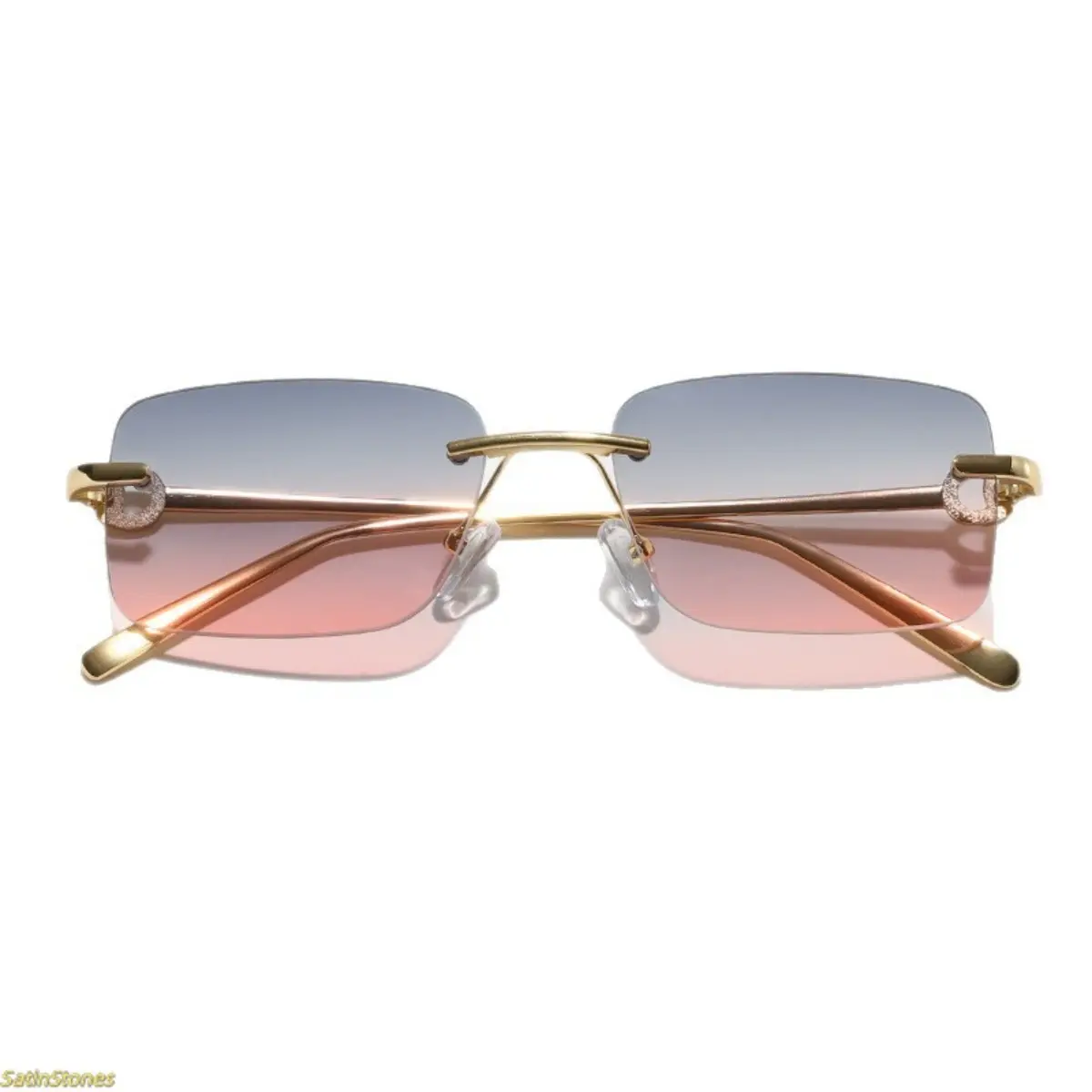 Women's 2026 New Metal Rimless Oversized Square Sunglasses - European-American Style, High-Quality, Trendy Streetwear, Blue Lens, High-End Fashion Eyewear, Blue Light Glasses, Blue Lens Sunglasses, High Quality Sunglasses,summer outifit,travel essentials