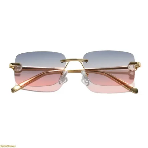 Women's 2026 New Semi-Rimless Oversized Square Sunglasses - European-American Style, High-Quality Polyamide, Bluelight Blocking, Casual Stylish Glasses, Chic Shade Finds, Daily Shades Look, Blue Lens, Fashionable Frames Sunglasses, High-End Accessory