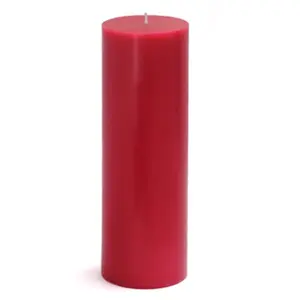 212 MAIN Red Unscented Wax Pillar Candles - 3-Pack, 9 in., Handpoured, Long-Burning, Smokeless, Traditional Candle Light for Home Decor