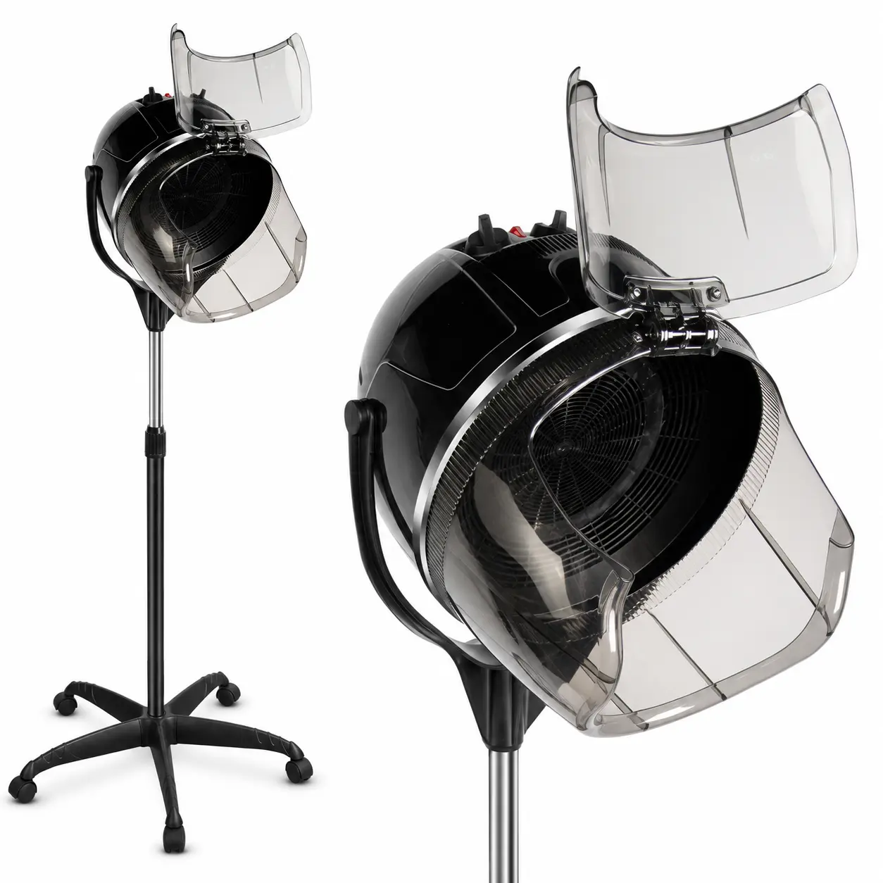 EasyinBeauty 1050W Professional Standing Hooded Hair Dryer with Adjustable Height, Timer & Heat Control, Rolling Salon Bonnet Dryer for Home & Salon, Black