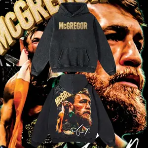 Reality.Wear Limited MC Gregor - UFC Hoodie Tshirt Acid Washed Heavyweight Cotton Tshirt, 100% Cotton retro Washed anime t-shirt, vintage streetwear tee, Y2K graphic top