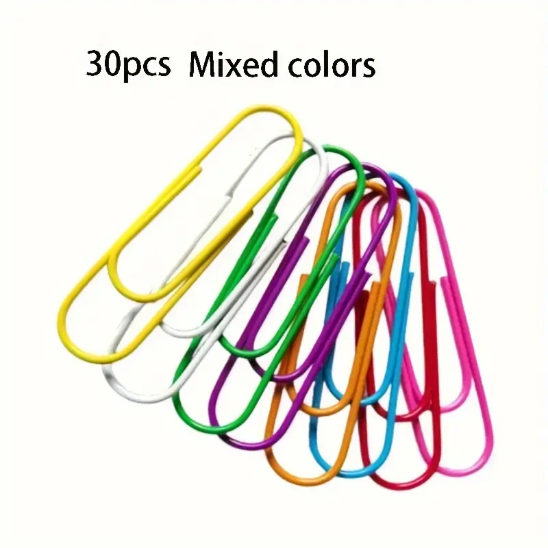 30-Pack Large Coated Paper Clips, Assorted Colors, Office & Home Document Organization, Durable Clip Holders, Office Supplies, Paperclips