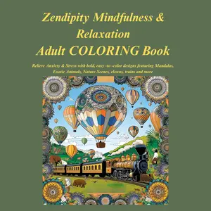 Zendipity Mindfulness Coloring Book for Teens & Relaxation Adult COLORING Book: Relieve Stress with Bold Easy-to-Color DesignsThick Lin thick es animals Mandalas Carnival Games & Nature markers line Cute by abstract drawing abstract