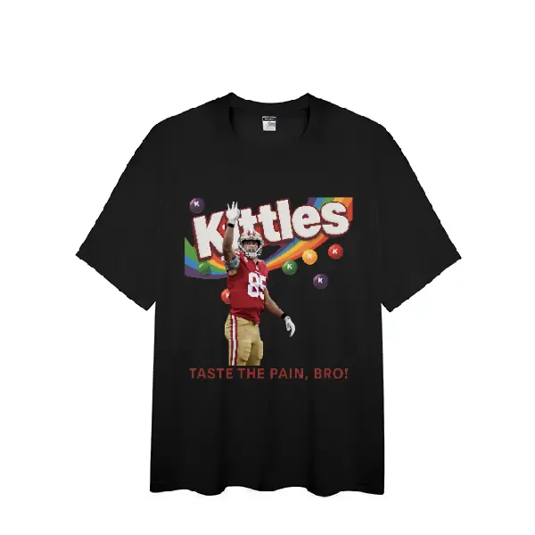 Women's George Kittle Pain Brothers Casual Cotton Short-Sleeve Breathable Top, 49ers Game Day Unisex Football Meme T-Shirt for Fans, Shortsleeve, Soft