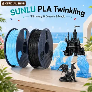 SUNLU Twinkling PLA 3D Printer Filament (Pla Filament Anycubic Compatible), 1.75mm, 0.02mm Precision, 1kg, Smooth Extrusion & Printing, No Clogging, Fine Sparkle, Fits Most 3D Printers, Top Gift Choice