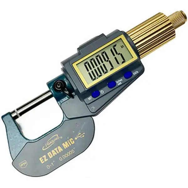 iGaging Carbide Electronic Micrometer - 0-1"/0-25mm Range, Anodized Aluminum Alloy, Easy-to-Read X-Large LCD Display, Bluetooth Capable, Auto Power Off, Data Output, Ball Attachment, for Automotive Repair Tools