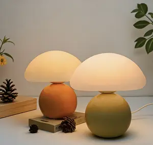 Mushroom Lamp Desk Lamps for BedroomSmall Glass Lamps for Living Room Cute MiniModern Mid Century Bedside Lamps forNightstands Kitchen Dorm Aesthetic Decorwith Adjustable LEDs