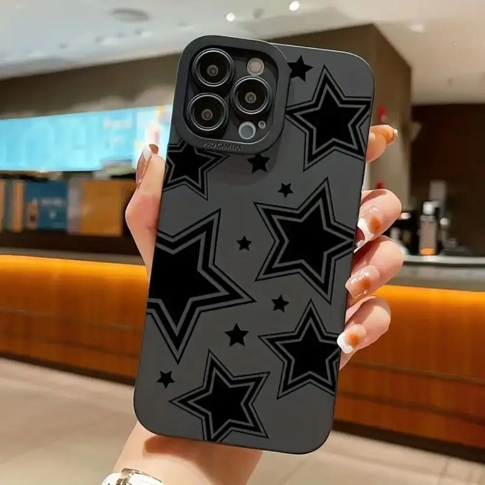 Star Pattern Phone Case, Shockproof Mobile Phone Protector Cover, All-inclusive Phone Cases for iPhone XR 11 12 13 14 15 Pro Max Case iPhone 15 Plus C