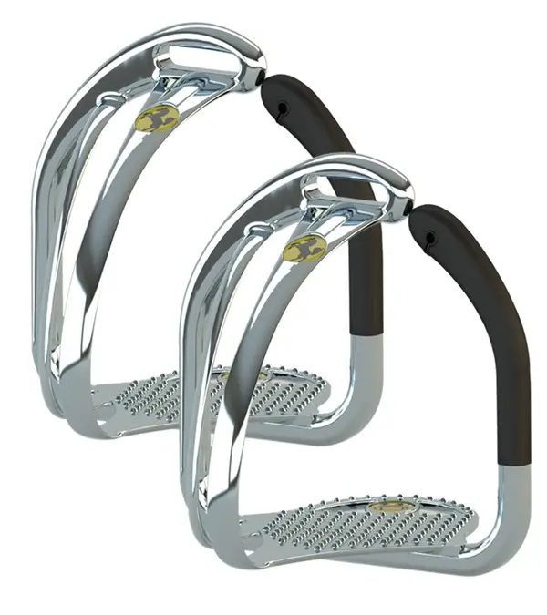 Equestrian English Shape Stirrups Irons - Space Technology Safety Grip, 4.5 in. 3532-4-1-2 Model, for Horse Riding & Children's Teaching, Unisex, Extended Platform, Eliminates Foot Pain