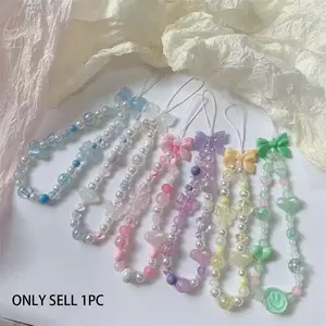 Sweet Style Bow Heart Beaded Phone Chain, Multi-Color Y2K Girl Heart Ccd Camera Strap, Bag Charm, Phone Accessory, Baby Pendant, Phone Charms, Phone Lanyard, Mobile Phone Chain