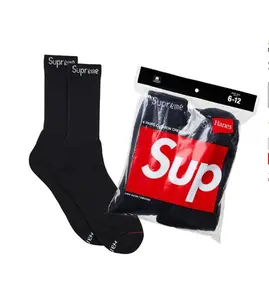 Supreme Hanes Socks 4 Pack Black Comfortable Everyday Wear Classic Versatile Black Socks for Daily Use