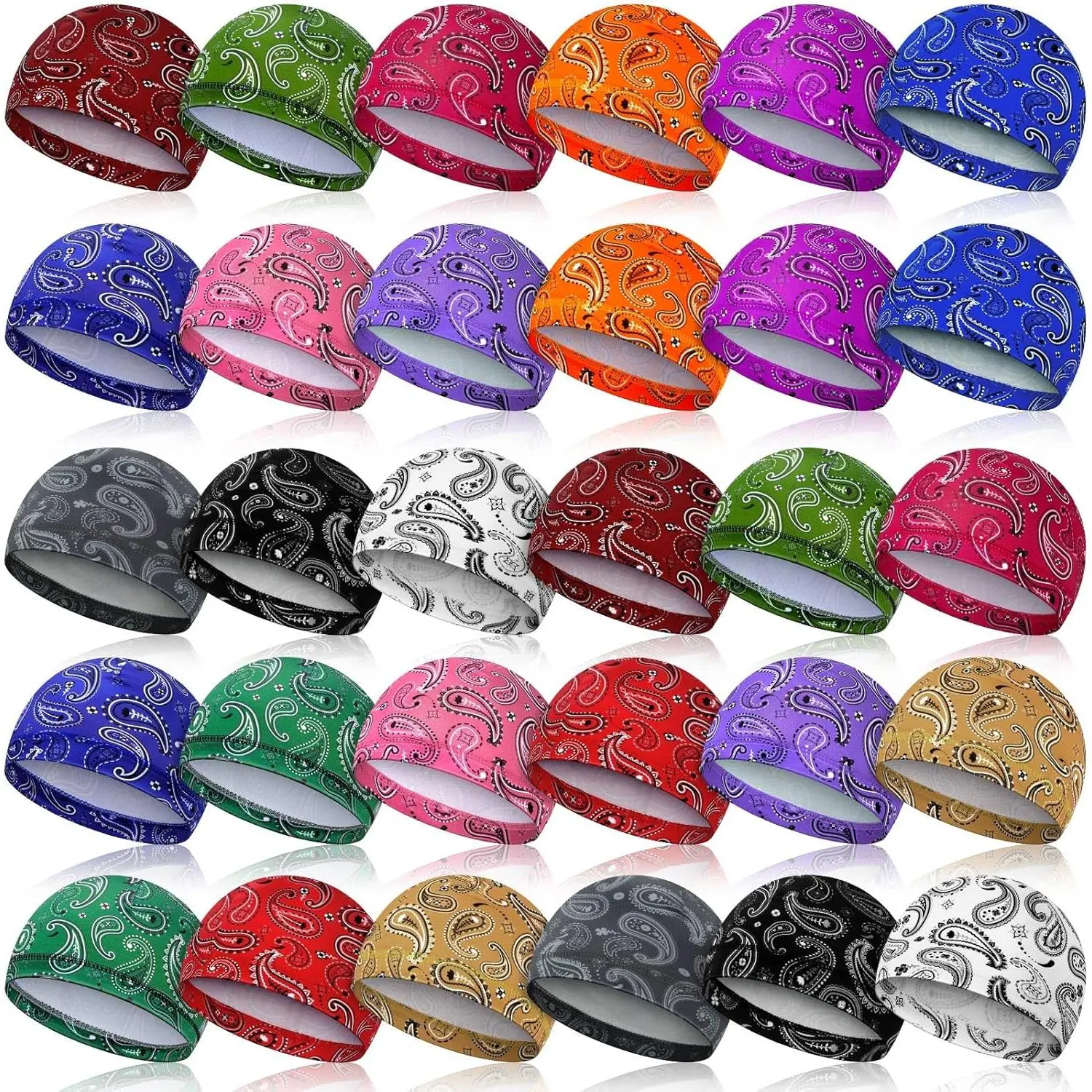 5 Pcs Cooling Skull Cap Bulk Helmet Liner Hard Hat Liner Cycling Wicking Beanie Outdoor Head Wrap for Men Women(Boho)