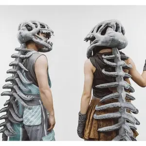 Simulated Dinosaur Hat with Dinosaur Sound Unisex Fun Dinosaur Headwear Playful Design Suitable for Theme Parties and Happy Occasions Dinosaur Skeleton Mask Headwear Tyrannosaurus Skull Shape Adult Hat and Costume Material Accessories Horror  Masquerade