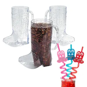 24 Pc. Cowboy Boot Mug & Straw Kit for 12 Guests - Perfect for Western Celebrations