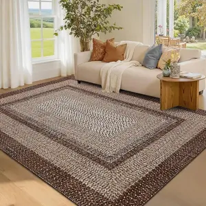 Runner Rugs for Hallway, Non-Slip Washable Machine Wash Skin-Friendly Polyester Carpet, Gabbin Weave Pattern Foldable Rug for Entryway