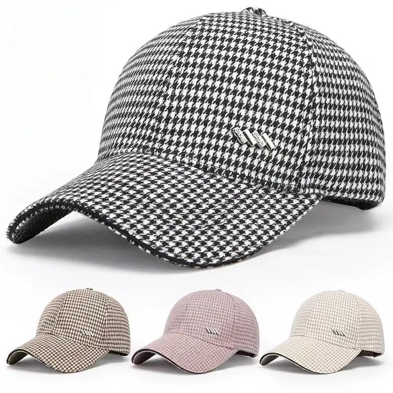 Unisex 1000 Bird Grid Print Wool Peaked Hat - Gender Neutral All Weather Anti-Ultraviolet Casual Fashion Accessory, All Weather Hats, Anti-Ultraviolet Hats