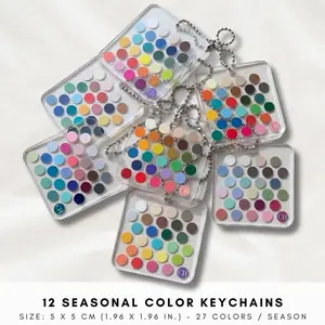 12 Seasonal Color Acrylic Keychain | Small Portable Personal Color Analysis Palette Swatch Card | Plastic Pocket Color Chart Guide & Gift