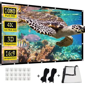 4K 16:9  Foldable Projection Screen - Double-Sided Portable Outdoor Projector Screen for Movie  Theater Yard Travel (200 inches)