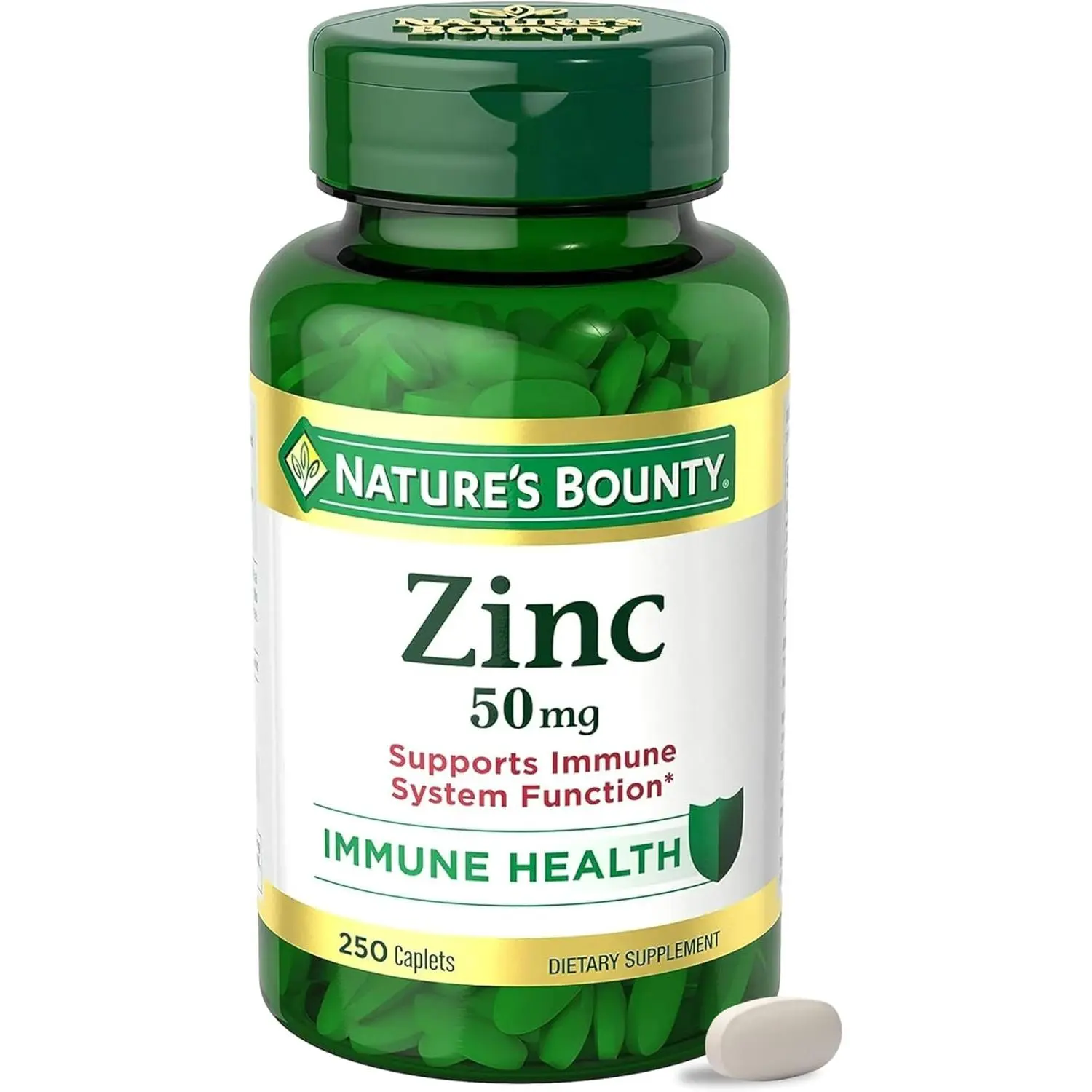 Nature’s Bounty Edible Zinc 50mg Dietary Supplement Caplets - Gluten-Free, Sugar-Free, 1 Daily Vegetarian Caplet, Immunity Boost, Antioxidant Benefits, Skin & Brain Health Support, 250 Count for Adults, Zinc Mineral, Caplet Tablets