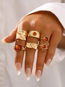 Women's Elegant Stackable Ring Set, Colorful Faux Pearl Design, Floral Interwoven Pattern, Perfect for Daily Wear, Parties, Gifts