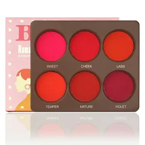 6 Color Waterproof Matte Blush Palette, Long-Lasting Natural Look, Suitable for All Skin Tones, Perfect for Parties & Festivals